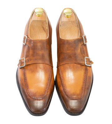 Pantofi Monk pentru barbati,din piele,lucrati manual,patinate